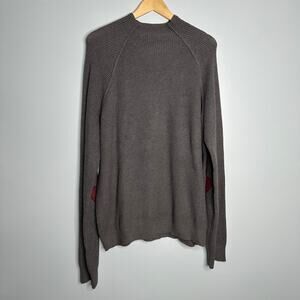 ACOA Women's Mock Neck Gray Ribbed Heart Elbow Patch Sweater Size 3XL NWT‎